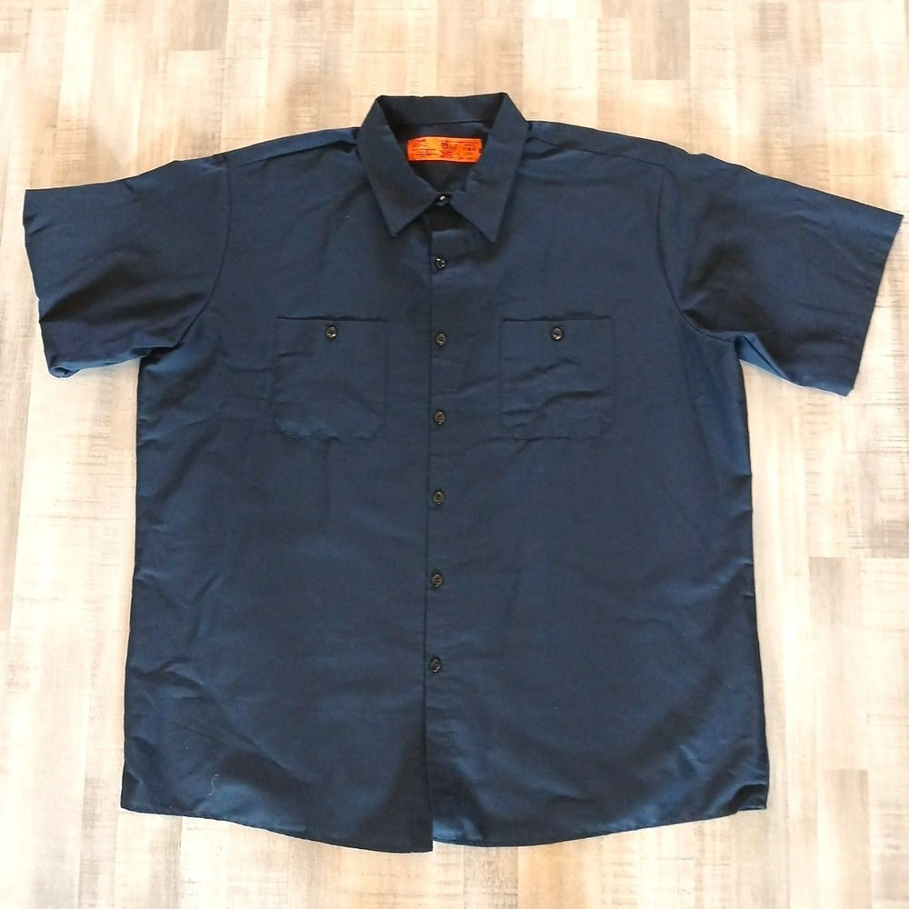 NWOT Red Kap Men's Short Sleeve Industrial Work Shirt 2XL Dark Blue
